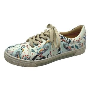 Mumka Shoes Women 8.5 Blue Birds Slippers Floral Lace Up Fashion Sneakers Preppy